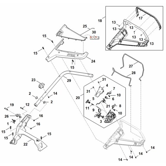 Handle Assembly for Stihl RMA 443.3 V Mower