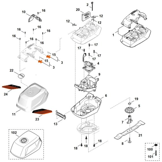Engine, Blade Assembly for Stihl RMA 448.3 V Mower