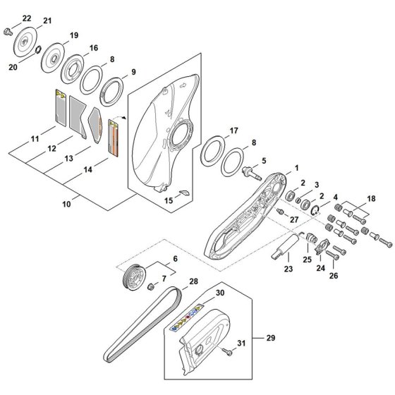 Cast Arm With Guard Assembly for Stihl TSA500 Disc Cutter