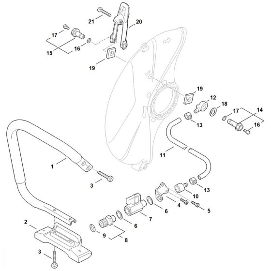 Handlebar, Water Connection Assembly for Stihl TSA500 Disc Cutter