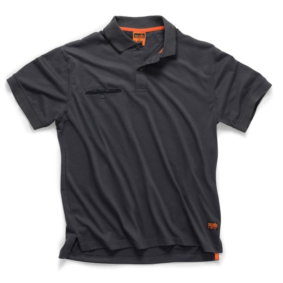 Scruffs Worker Polo Shirt - Button Collar easy care Graphite fabric XX-LRG