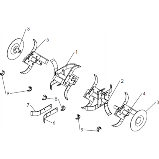 Tine Assembly for Husqvarna TF 335