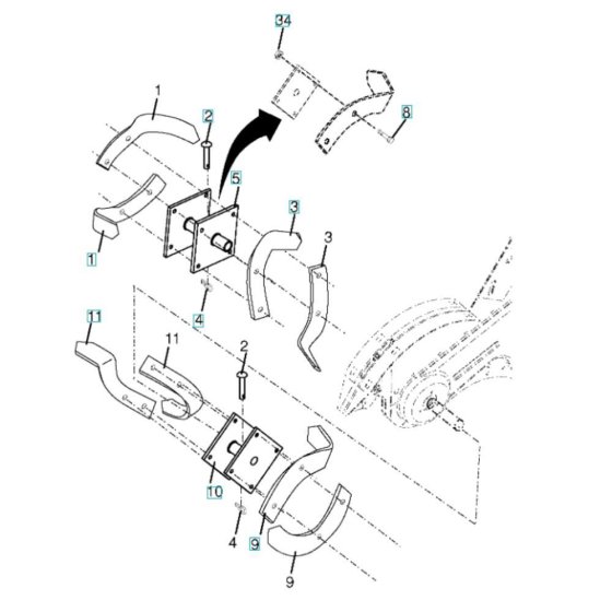 Tine Assembly for Husqvarna TR 314C