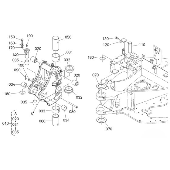 Kingpost Assembly for Kubota U25S