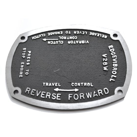 Stothert & Pitt V28W Edge Roller Instruction Plate