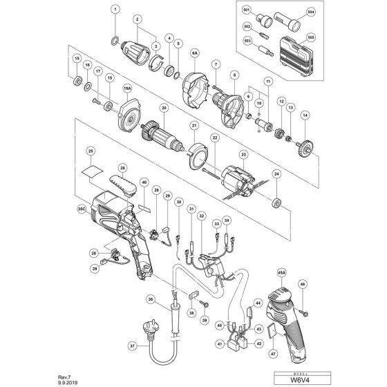 Hikoki W6V4 Main Assembly