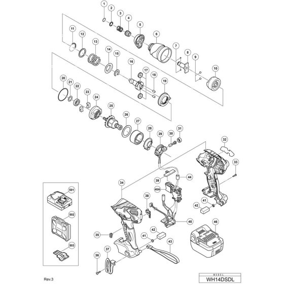Main Assembly for Hikoki WH14DSDL