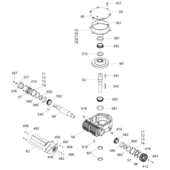 Gearbox Assembly for Wacker Trowel