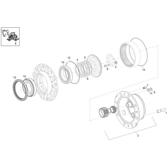 Axle Case & Wheel Hub Assembly
