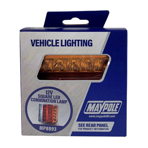 12V LED Square Combination Lamp, Stop/Tail/Indicator/Number Plate (MP8893)