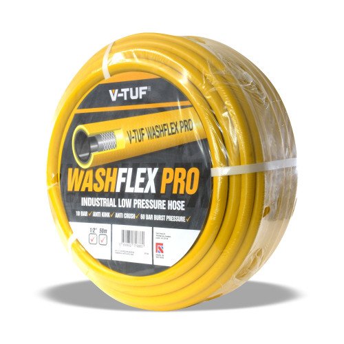 50m 1/2" Low Pressure Washflex Pro Water Supply Hose - V-TUF Pressure Washer Parts - BF1250