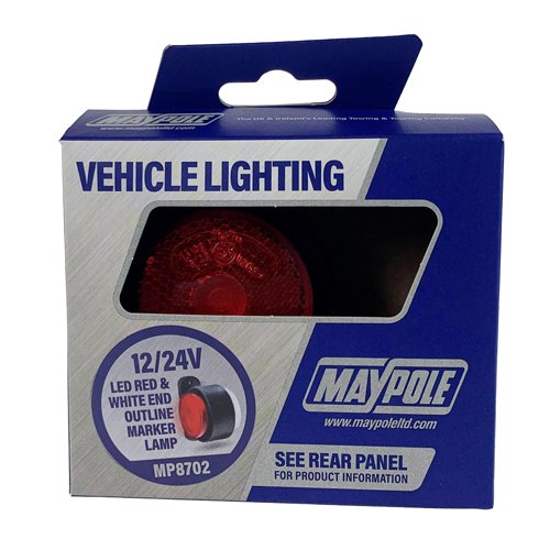 LED Red/White Outline Marker Lamp, 10-30 V, IP68, 35 cm Cable (MP8702)