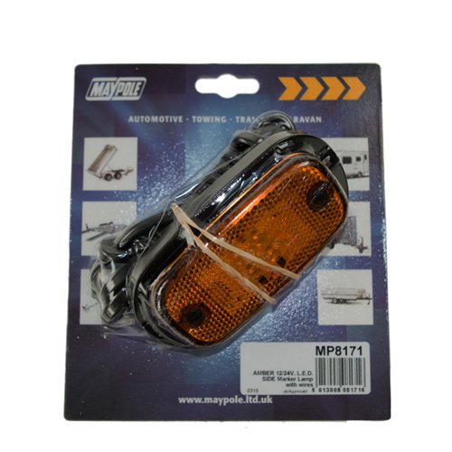 Amber LED Side Marker Lamp, 12/24V, IP67, 1.8m Cable, Perei FM20 (MP8171)