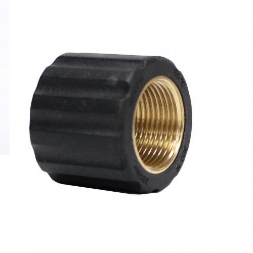 End K - Knurled M22f Plastic Nut - Brass Thread - V-TUF Pressure Washer Parts - HFMK22
