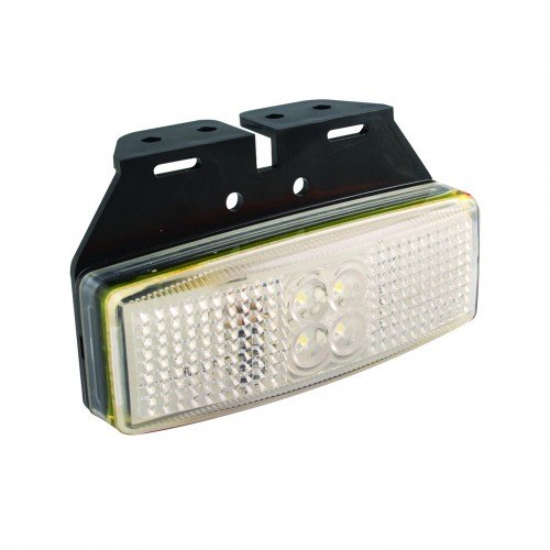 LED Front Marker Lamp, White, 12/24V, Clear Lens