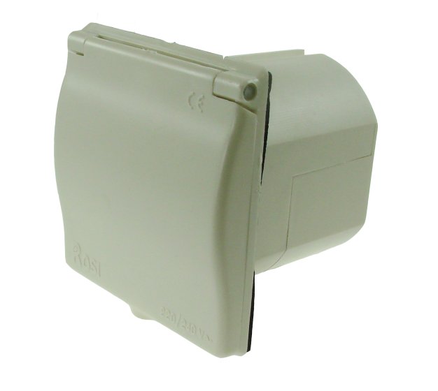 Mains Inlet Socket, Flush-Mount, 240V 16A, White, IP44