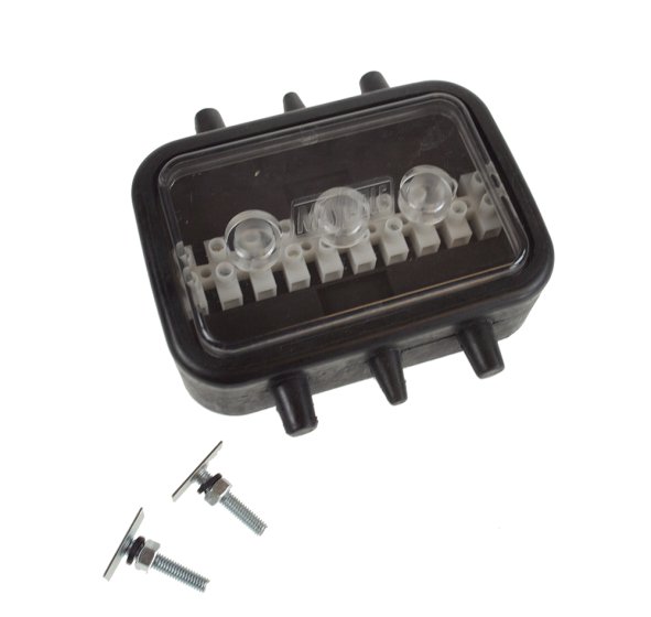10-Way Trailer Junction Box, Rubber, 12/24V, Screw Terminals