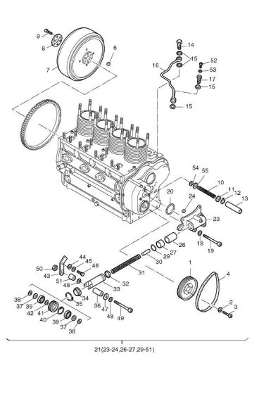 Pulley, Flywheel Assembly for Hatz 2L40 Diesel Engine