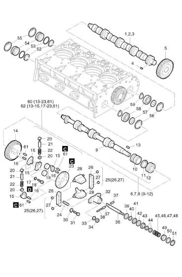 Camshaft, Governor, Timer Assembly for Hatz 2L40 Diesel Engine