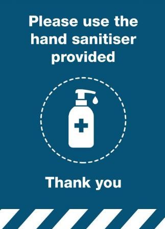 Hand Sanitizer Provided - Blue Sign (Adhesive)